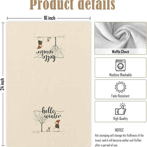 Christmas Snowman Kitchen Towels Holiday Decorative Hand Towels for Kitchen Bath - Picture 3 of 7